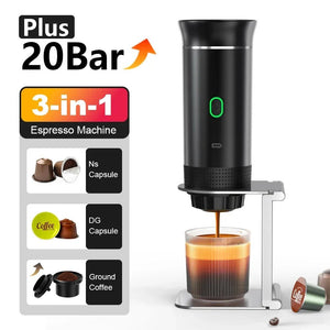 Wireless Electric Portable Espresso Coffee Machine for Car & Home Camping Coffee Maker 3 - in - 1 Capsule Powder Travel Coffee Maker UK - WRAHEBrewsterPro